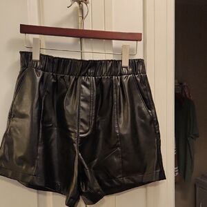 NWT Abercrombie & Fitch Black Faux Leather Shorts